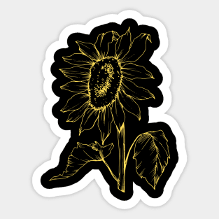 Yellow Sunflower Outline Sketch Sticker